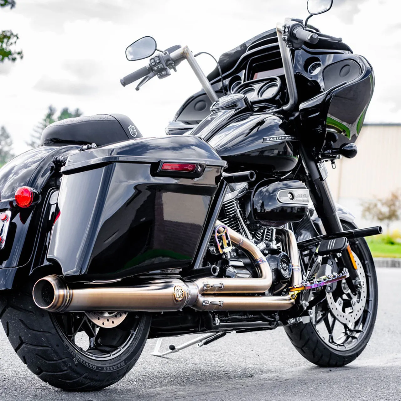 HD Motorcycle with Bronzed Enhaust Pipes